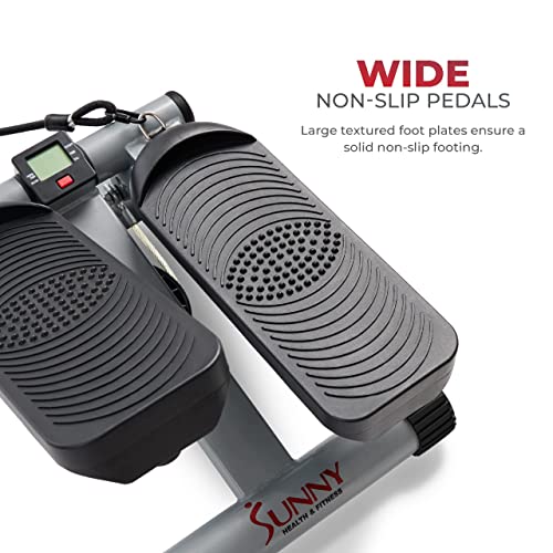 Sunny Health and Fitness Mini Stepper with Resistance Bands, Black