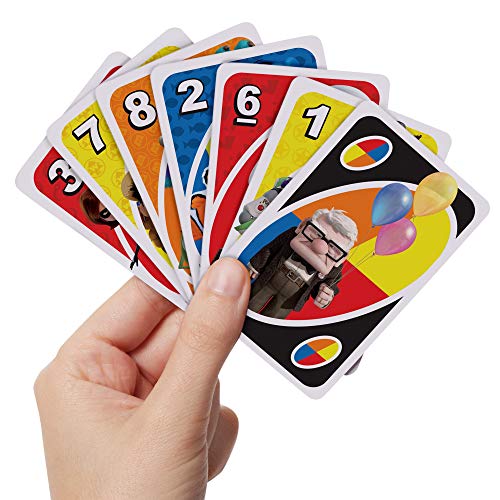 Mattel Games UNO Pixar Card Game for Family Night, Travel Game for Kids with Storage Tin and Special Rule for 2-10 Players [Amazon Exclusive]