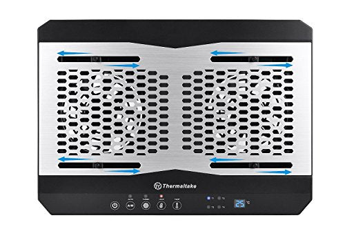 Thermaltake Massive TM Aluminum Panel Dual 120mm Fans Adjustable Temperature Sensor 10'-17' Laptop Notebook Cooling Pad CL-N002-PL12BL-A