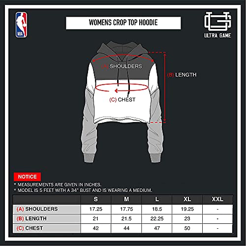 Ultra Game NBA Oklahoma City Thunder Womens Super Soft Fleece Crop Top Pullover Hoodie Sweatshirt, Black, Large