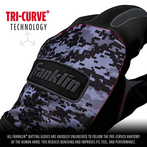 Franklin Sports MLB Digitek Baseball Batting Gloves - Black/Black Digi - Adult Small