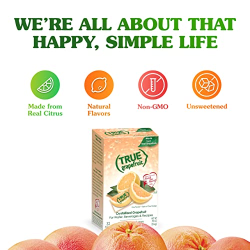 TRUE GRAPEFRUIT Water Enhancer (32 Packets) | Zero Calorie Unsweetened Water Flavoring | For Water, Bottled Water and Recipes | Water Flavor Packets Made with Real Grapefruit