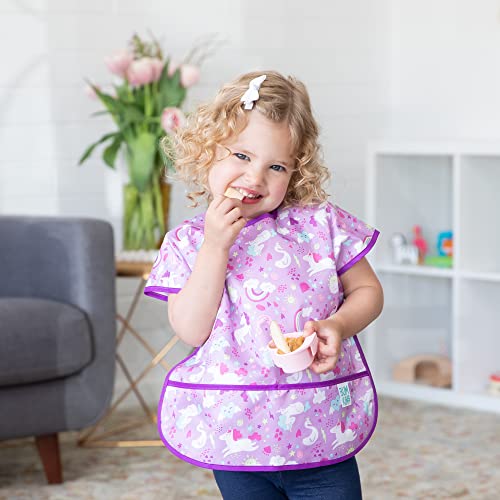 Bumkins Bibs, Baby and Toddler Bibs, Bibs for Girls and Boys, Large for 1-3 Years, Short Sleeve Bib for Kids, Mess Proof Lightweight Waterproof Fabric Bib