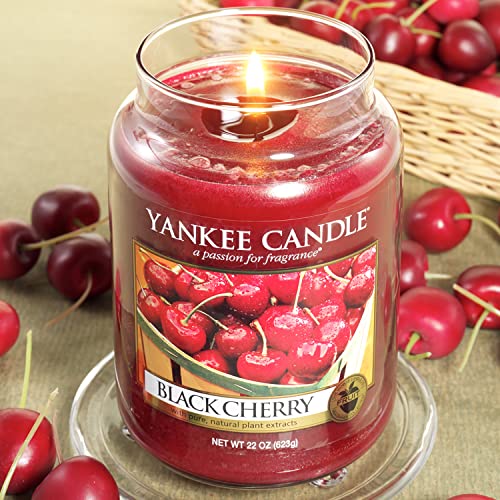 Yankee Candle Black Cherry Scented, Classic 22oz Large Jar Single Wick Candle, Over 110 Hours of Burn Time