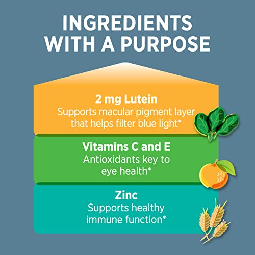 Bausch and Lomb Ocuvite Eye Vitamin and Mineral Supplement, Contains Zinc, Vitamins A, C, E, and Lutein, Pink,Tablet, 60 Count