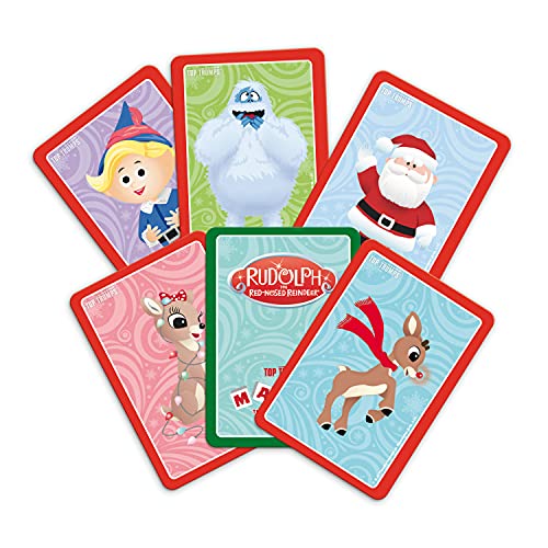 Rudolph The Red Nosed Reindeer Top Trumps Match Board Game Multilingual Edition, Play with 15 Classic Characters Including King Moonracer and Charlie in The Box, Family Game for Ages 4 and up