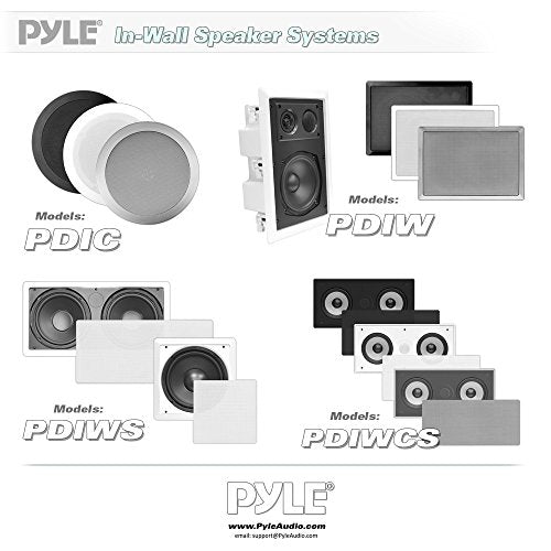 Pyle 8” Ceiling Wall Mount - Pair Of 2-Way Midbass Woofer Speaker Directable 1” Titanium Dome Tweeter Flush Design W/ 55Hz-22kHz Frequency Response and 300 Watts Peak Easy Installation - Pyle PDIC80