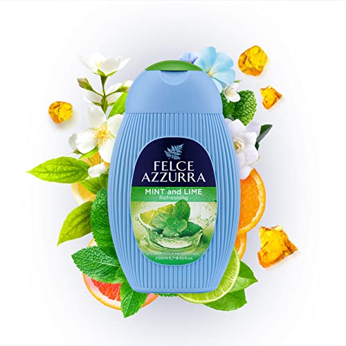 Felce Azzurra Mint And Lime - Refreshing Essence Shower Gel - Blended With Notes Of Musk, Jasmine Petals And Orchids - Intense Formula Leaves Skin Naturally Moisturized And Energized - 13.5 Oz