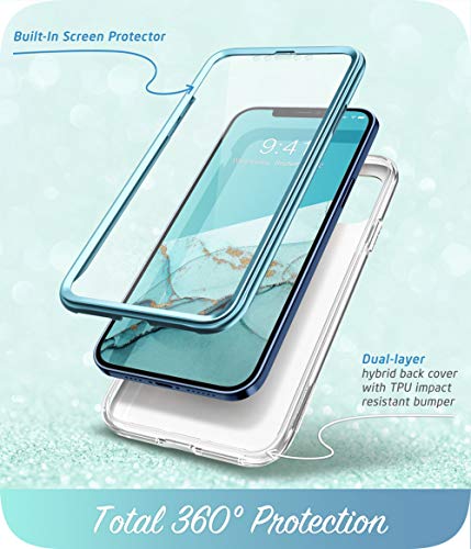 i-Blason Cosmo Series Designed for iPhone 12 Mini Case (2020), Slim Full-Body Stylish Protective Case with Built-in Screen Protector, Ocean