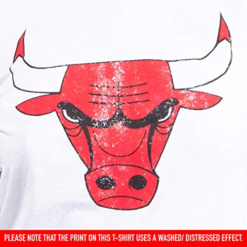 Ultra Game NBA Chicago BullsWomen's Soft Vintage Jersey Tee Shirt, White Distressed, X-Large