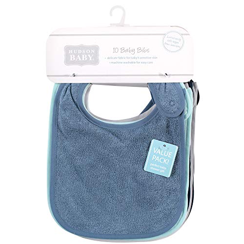 Hudson Baby Unisex Baby Rayon from Bamboo Terry Bibs, Denim Mint, One Size