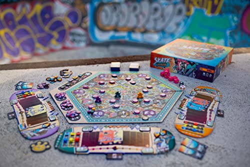 Pandasaurus Games Skate Summer Board Game | Skateboard Themed Strategy Game | Fun Family Game for Adults and Teens | Ages 14+ | 2-5 Players | Average Playtime 60-90 Minutes | Made by Pandasaurus Games
