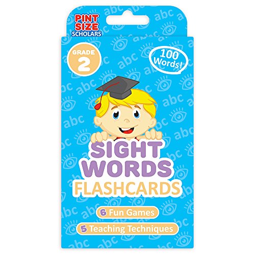 Pint-Size Scholars 100 Vocabulary Flash Cards for Sight Words - 6 Learning Games per Deck for Preschool and Elementary Early Learning - 2nd Grade