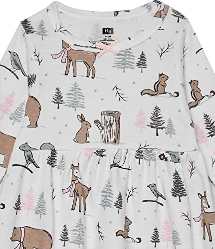 Hudson Baby Infant and Toddler Girl Cotton Dresses Gray Winter Forest, 6-9 Months