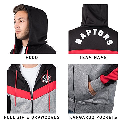 Ultra Game NBA Toronto Raptors Mens Soft Fleece Full Zip Jacket Hoodie, Team Color, Small