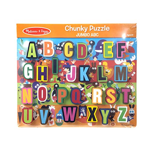 Melissa and Doug Jumbo ABC Wooden Chunky Puzzle (26 pcs) - Large Alphabet Puzzles, Wooden Puzzles For Toddlers And Kids Ages 3+