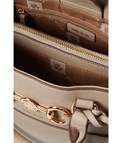 Anne Klein E/W Horsebit Satchel, Stone