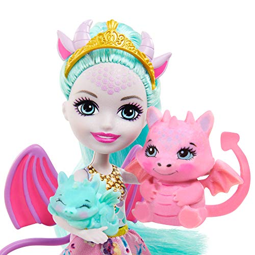 Royal Enchantimals Family Toy Set, Deanna Dragon Doll (6-in/15.2-cm), 3 Dragon Figures and 4 Accessories, Great Gift for 3-8 Year Olds