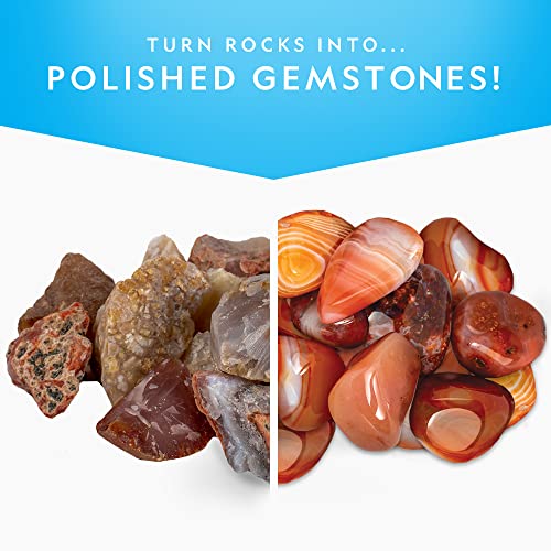 NATIONAL GEOGRAPHIC Rock Tumbler Refill Kit - 1 Lb. Mix of Genuine Rough Agate Rocks for Tumbling - Rock Tumbler Supplies Include Rock Tumbler Grit and Jewelry Accessories, Raw Agate