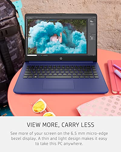 HP 14 Laptop, Intel Celeron N4020, 4 GB RAM, 64 GB Storage, 14-inch HD Touchscreen, Windows 11 Home, Thin and Portable, 4K Graphics, One Year of Microsoft 365 (14-dq0050nr, 2021, Indigo Blue)