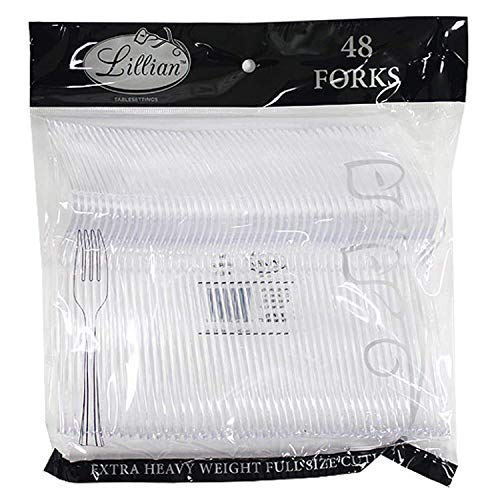 Lillian Tablesettings Plastic Party Forks, Full Size, Clear