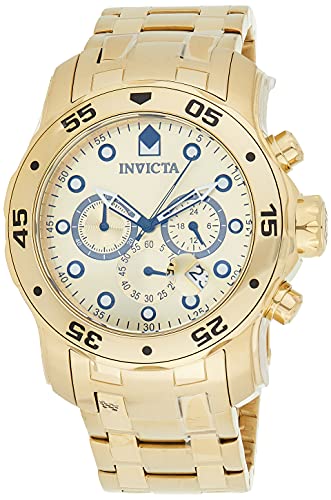 Invicta Men's Pro Diver Quartz Watch with Gold Tone Stainless Steel Band, Gold (Model: 0074)