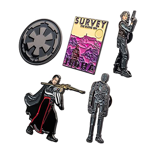 STAR WARS Adventure Across The Galaxy: Survey The Runs On Jedha Metal-Based and Enamel 6 Pin Set with Officially Licensed Box (Amazon Exclusive). Pin Set Color: Multicolor.