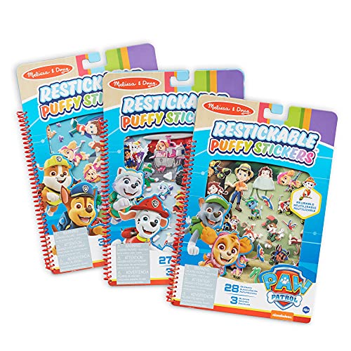Melissa and Doug PAW Patrol Restickable Puffy Stickers 3-Pack – Adventure Bay, Jake’s Mountain, Jungle - PAW Patrol-Themed Resuable Sticker Activity Sets For Kids