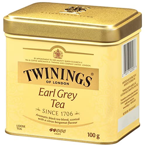 Twinings Earl Grey Loose Black Tea Tins, Pack of 6, 3.53 Ounce Tins, Flavoured with Citrus and Bergamot, Caffeinated