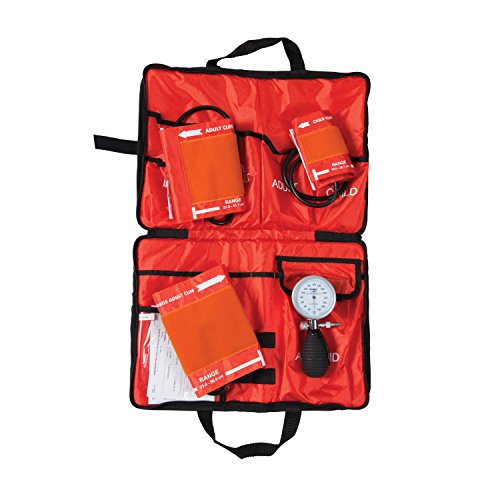 MABIS Medic-Kit3 EMT and Paramedic First Aid Kit with 3 Calibrated Nylon Blood Pressure Cuffs, Sizes Included: Large Adult, Adult and Child, Orange