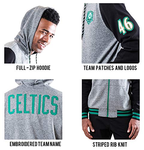 NBA Houston Rockets Mens Men's Full Zip Fleece Hoodie Letterman Varsity Jackett, Team Color, XL