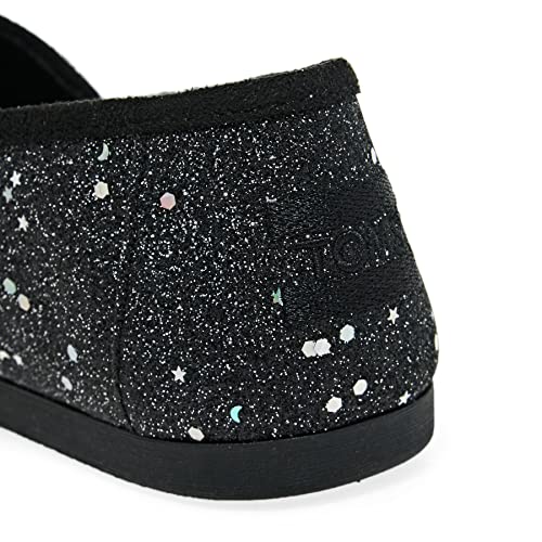 TOMS Women's Alpargata Recycled Cotton Canvas” Loafer Flat, Black Cosmic Glitter, 5