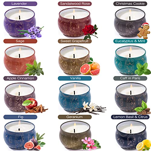 Scented Candles Gifts for Women, 12 Pack Soy Wax Candles for Home Scented Candles Bulk, Aromatherapy Candles Gift Basket for Women Her Mom Sister Best Friend Unique Gifts Happy Birthday