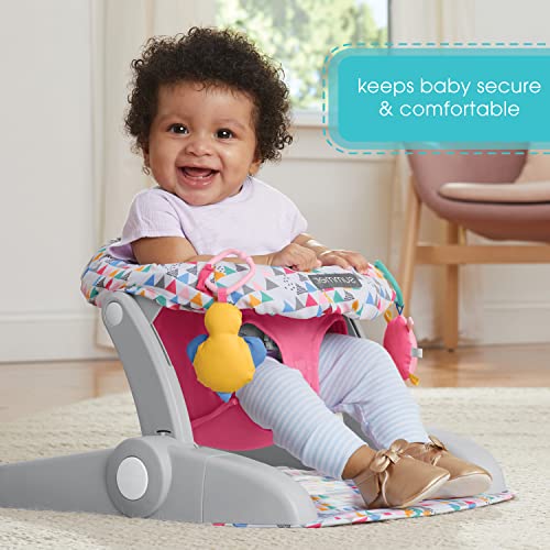 Summer® Learn-to-Sit™ 2-Position Floor Seat (Funfetti Pink) – Sit Baby Up in This Adjustable Baby Activity Seat Appropriate for Ages 4-12 Months – Includes Toys
