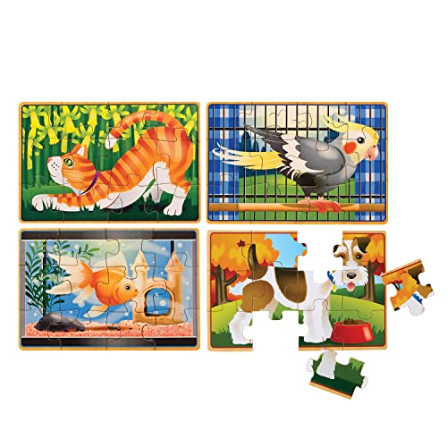 Melissa and Doug Pets 4-in-1 Wooden Jigsaw Puzzles in a Storage Box (48 pcs) - FSC-Certified Materials