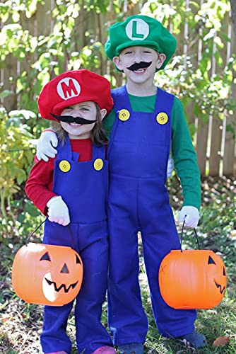 EIKOU Super Bros Mari and Luigi Unisex Hat Cap set Gloves Mushroom Brooch Cosplay Costume (Red and Green) 2Pcs