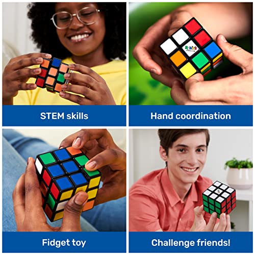 Rubik’s Cube, Original 3x3 Puzzle Brain Teaser Fidget Toy with Removable Interchangeable Mod Stickers to Customize, for Adults and Kids Ages 8 and up