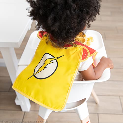 Bumkins Bibs, DC Comics The Flash, Baby Bibs for Girl or Boy, SuperBib with Cape, Baby and Toddler Bib for 6-24 Months, Baby Bib for Eating, Feeding Bib, Waterproof Fabric