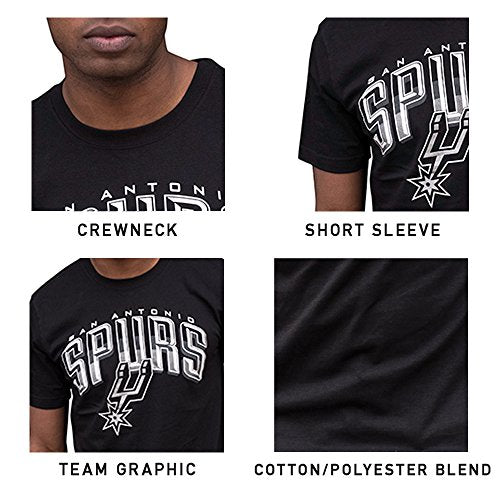 Ultra Game -NBA San Antonio Spurs Mens Arched Plexi Short Sleeve Tee Shirt, Black, Large