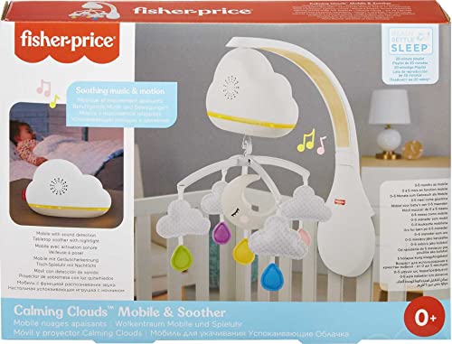 Fisher Price Sound Machine Calming Clouds Mobile and Soother Convertible Crib to Tabletop with Music and Lights for Newborn to Toddler