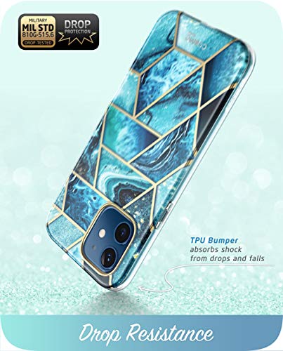 i-Blason Cosmo Series Designed for iPhone 12 Mini Case (2020), Slim Full-Body Stylish Protective Case with Built-in Screen Protector, Ocean
