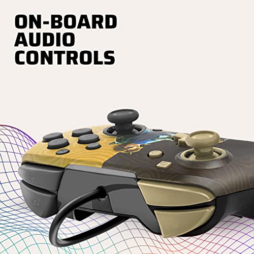 PDP Gaming Faceoff Deluxe+ Wired Switch Pro Controller - Zelda Breath of the Wild - Link - Gold / Black - Official Licensed Nintendo - Customizable buttons and paddles - Ergonomic Controllers