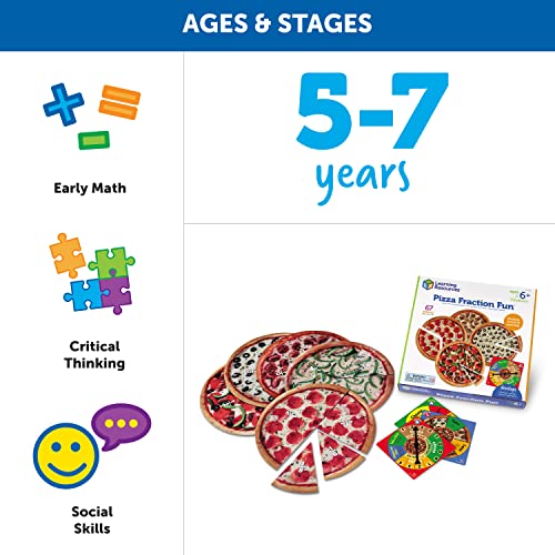 Learning Resources Pizza Fraction Fun Game, 13 Fraction Pizzas, 67 Piece Game, Ages 6+