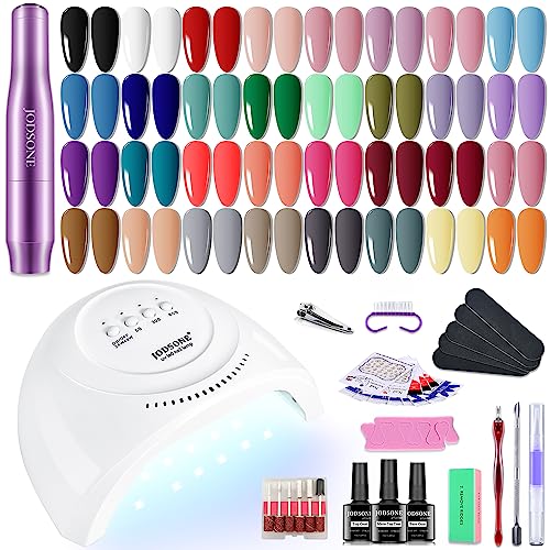 JODSONE 35 Pieces Gel Nail Polish Set U V Light Nail Drill Beginner Set Glossy Surface Easy To Apply Matte Texture All-In-One Manicure Kit