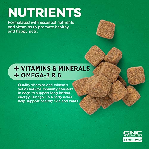 GNC for Pets Essentials Dog Multivitamin Soft Chews | 60 ct Salmon Oil Dog Supplement Immune Booster | Chicken Flavor Chewable Dog Multivitamin with Vitamins and Minerals, White