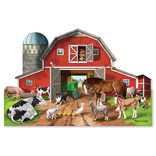 Melissa and Doug Busy Barn Shaped Jumbo Jigsaw Floor Puzzle (32 pcs, 2 x 3 feet)
