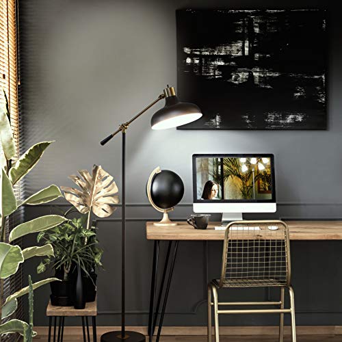 Brightech Wyatt LED Floor Lamp, Industrial Floor Lamp for Living Rooms and Offices – Charming Farmhouse Floor Lamp, Adjustable Head Standing Lamp for Bedroom Reading, Stunning Living Room Decor