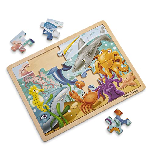 Melissa and Doug Under the Sea Ocean Animals Wooden Jigsaw Puzzle With Storage Tray (24 pcs)