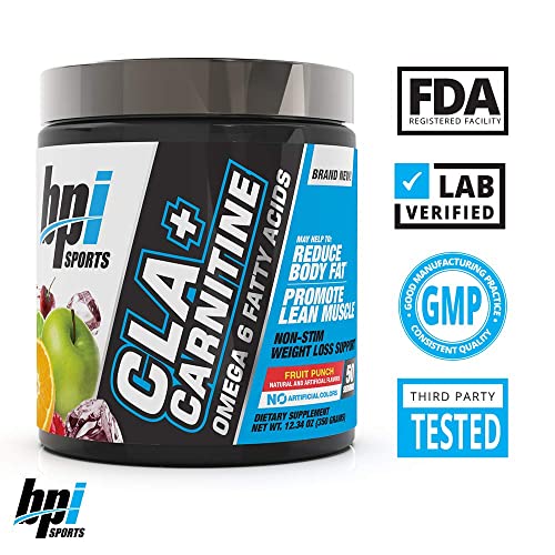 BPI Sports CLA + Carnitine – Conjugated Linoleic Acid – Weight Loss Formula – Metabolism, Performance, Lean Muscle – Caffeine Free – For Men and Women – Fruit Punch – 50 servings – 12.34 oz
