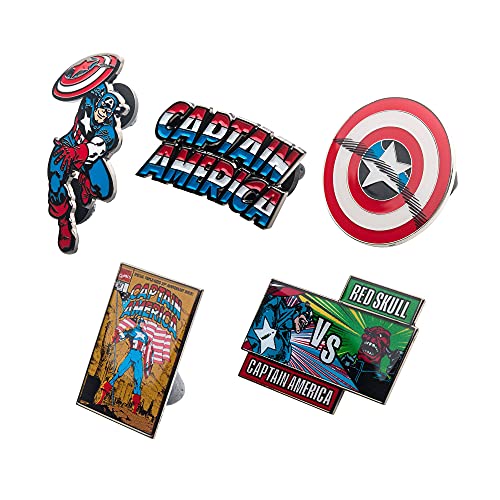 Marvel Studios: Captain America 80th Classic Metal-based with Enamel 5 Lapel Pin Set. Comes in an Officially Licensed Spinning 16cm Circular Window Box. (Amazon Exclusive)